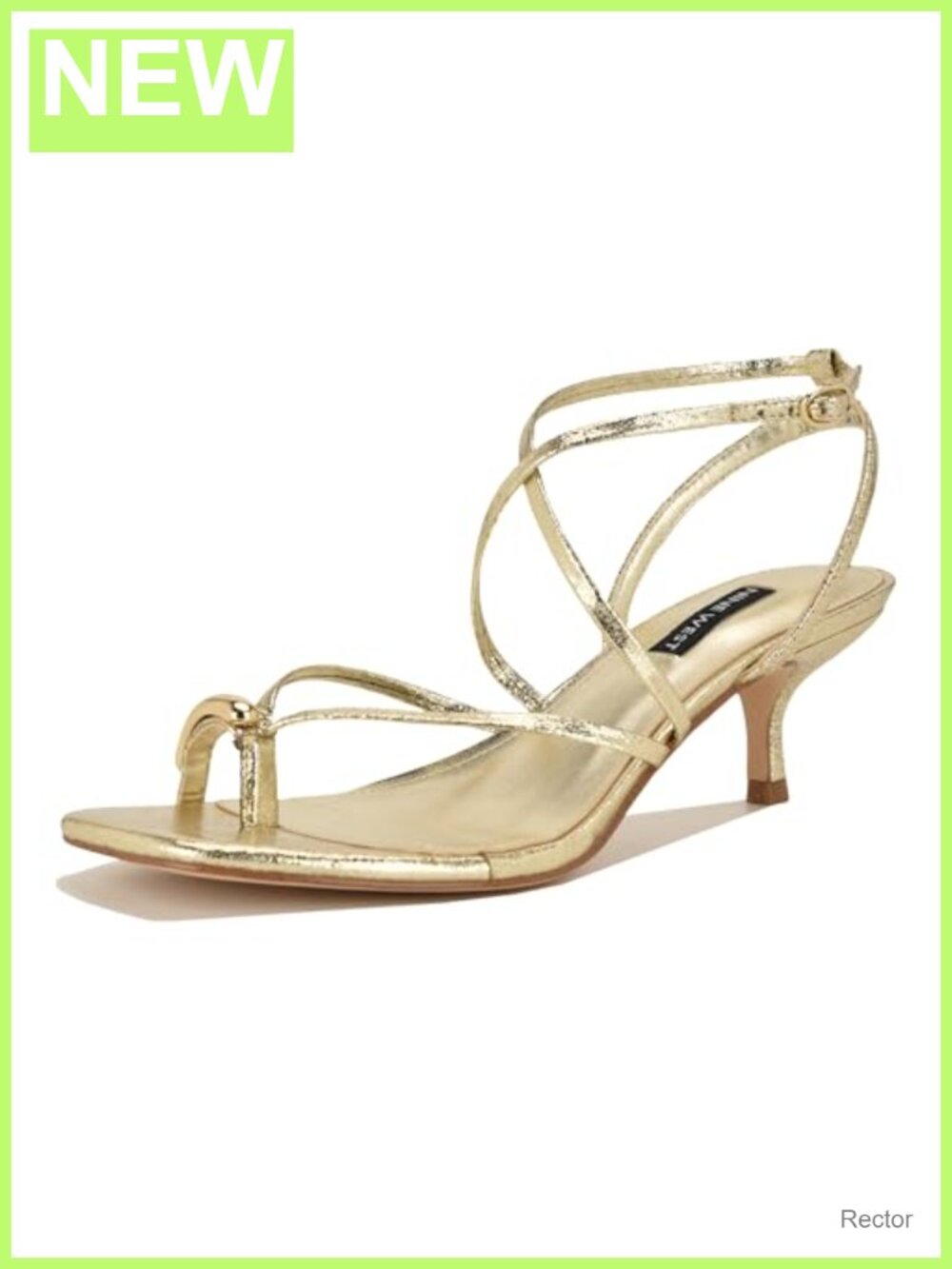 Nine West Mays Dress Sandals - Strappy Kitten Heel Open Toe Faux Leather